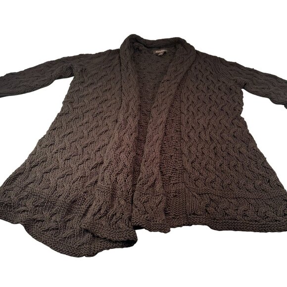 Tommy Bahama Linen Cotton Cardigan Sweater Women Cable Knit Cottage Beachy Open - Picture 1 of 16